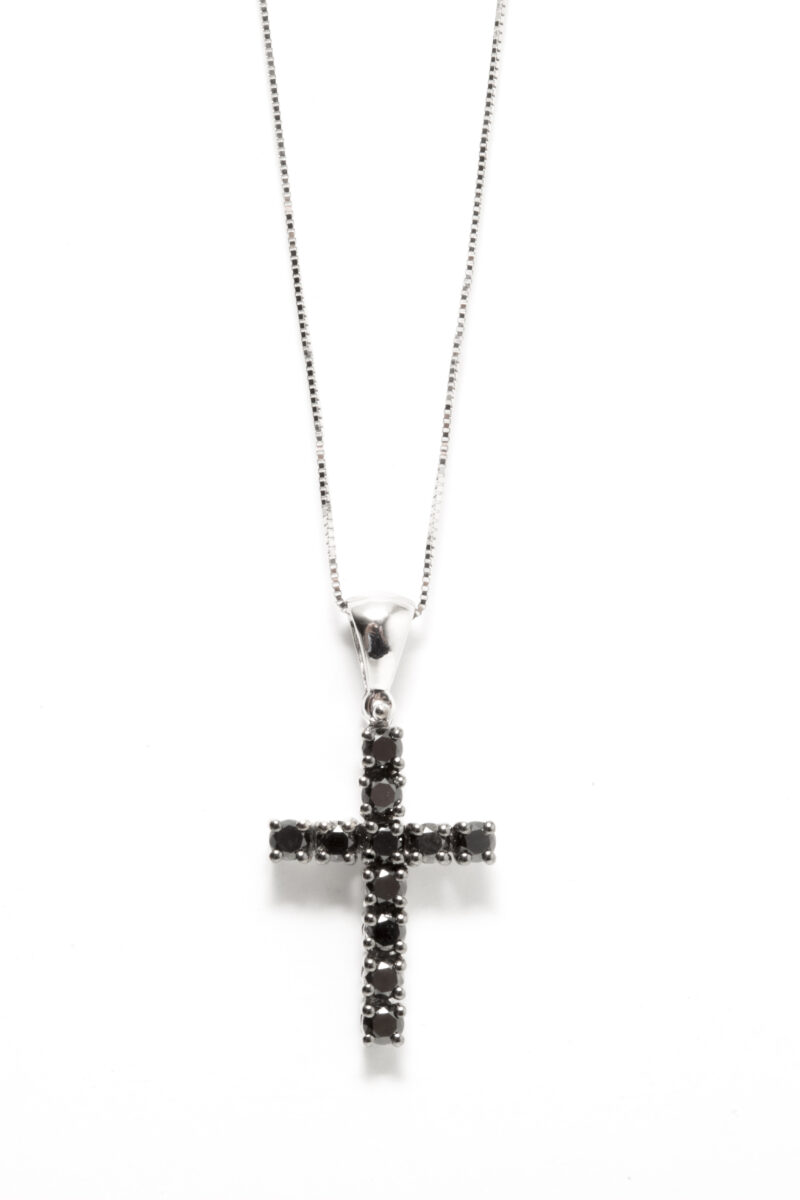 38 B CIONDOLO CROCE FILO BLACK - immagine 2