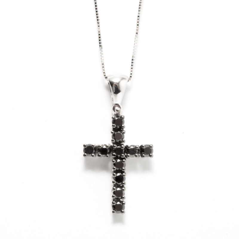 38 B CIONDOLO CROCE FILO BLACK - immagine 2
