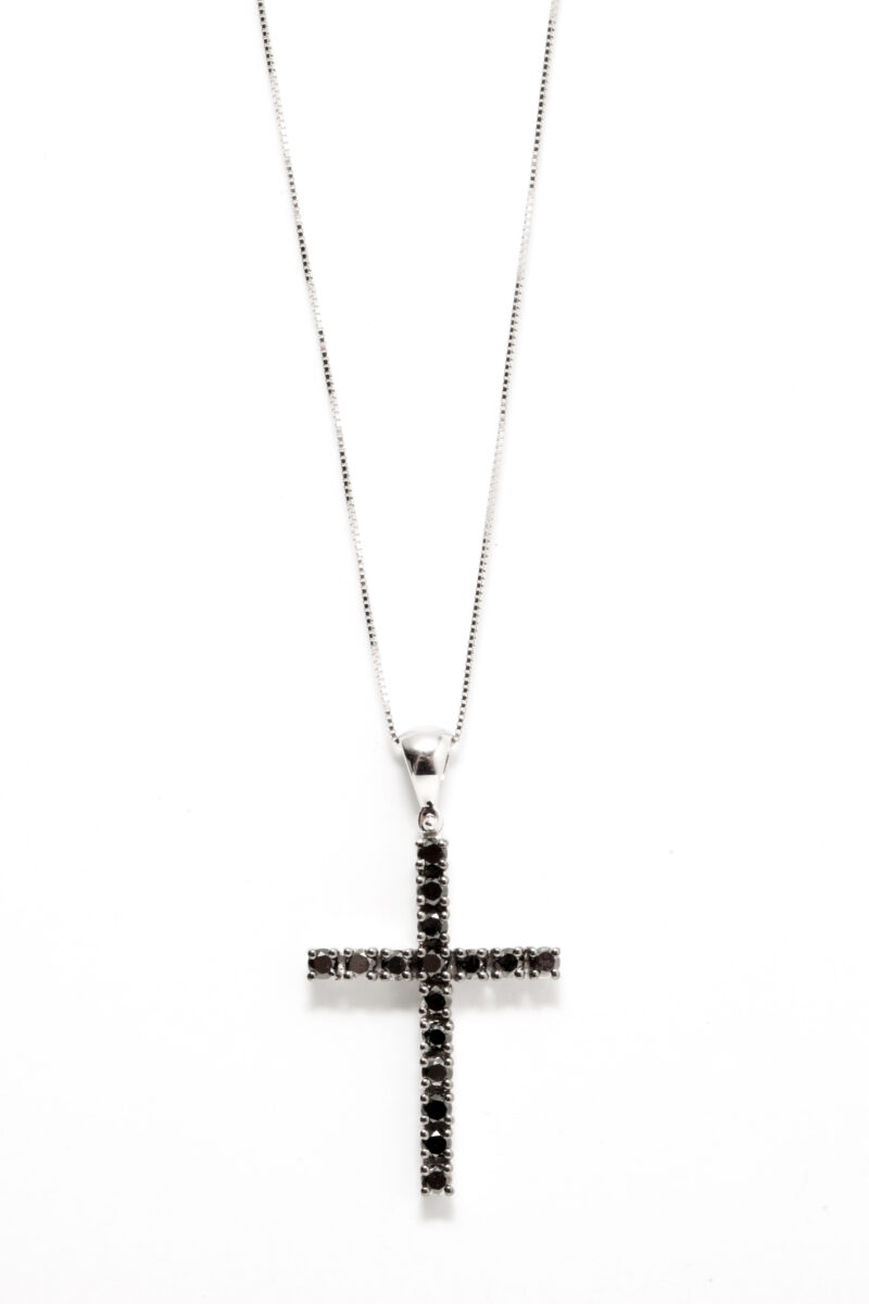 38 B CIONDOLO CROCE FILO BLACK - immagine 3