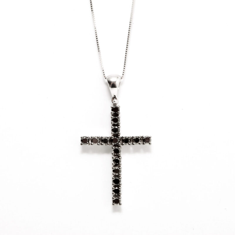 38 B CIONDOLO CROCE FILO BLACK - immagine 3